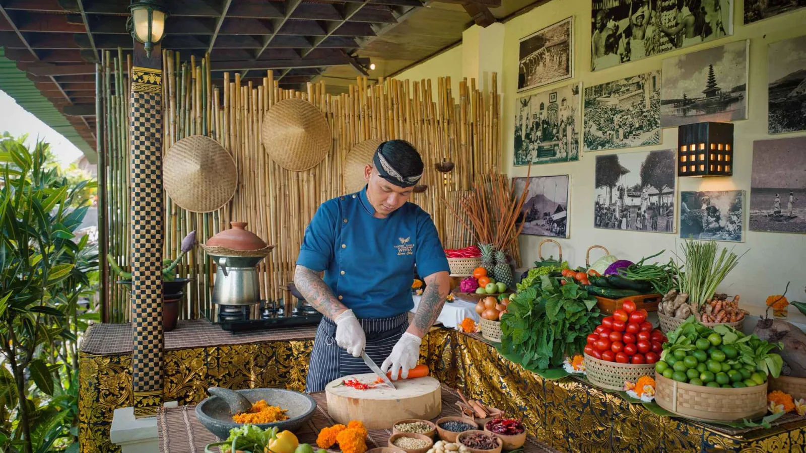Balinese cooking class with fresh local ingredients at Nandini Jungle by Hanging Gardens in Ubud Bali